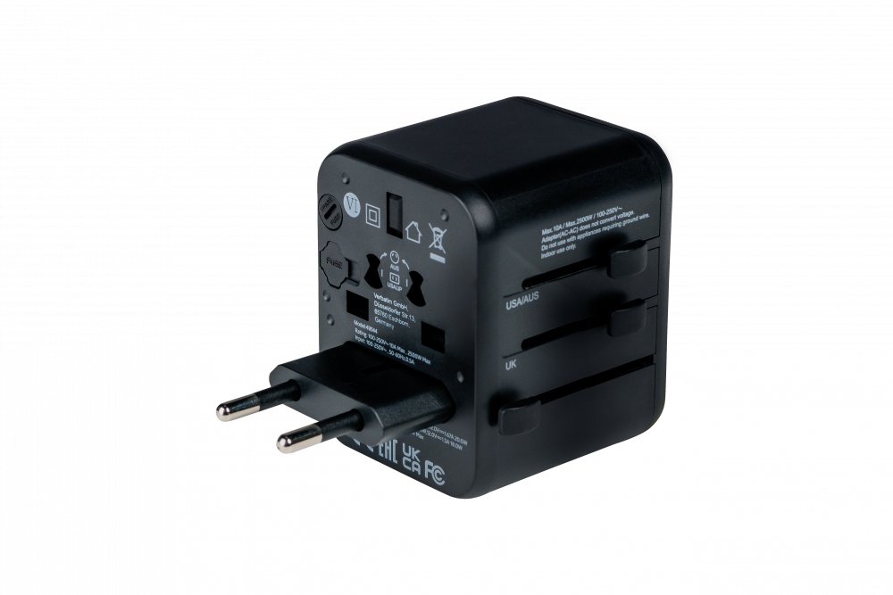 Universal Travel Adapter UTA-02 Plug with USB-C PD & USB-A QC ports